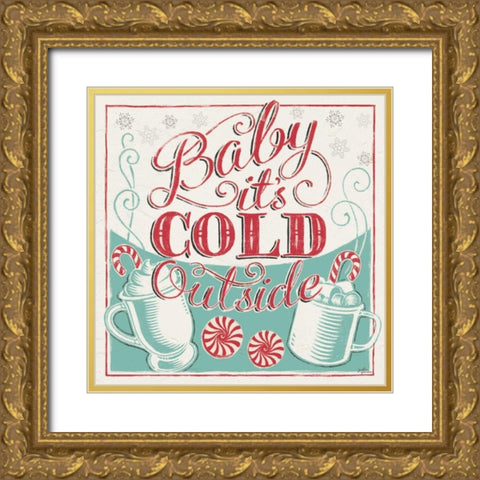 Merry Little Christmas II Gold Ornate Wood Framed Art Print with Double Matting by Penner, Janelle