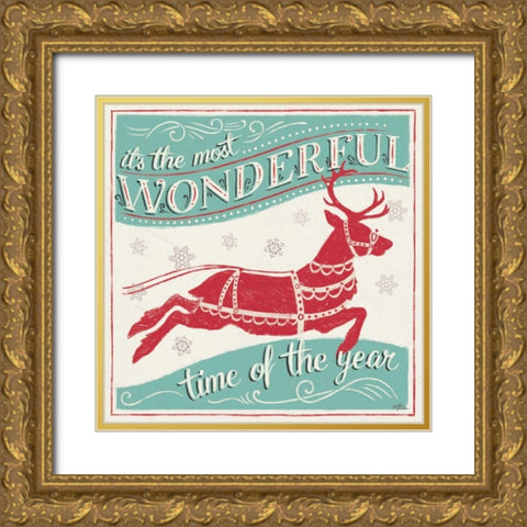Merry Little Christmas IV Gold Ornate Wood Framed Art Print with Double Matting by Penner, Janelle