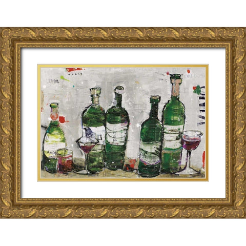 Win Win Green Grey Gold Ornate Wood Framed Art Print with Double Matting by Day, Kellie