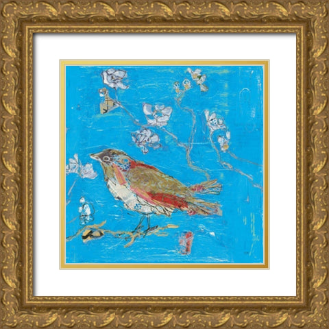 Blue Bird Gold Ornate Wood Framed Art Print with Double Matting by Day, Kellie