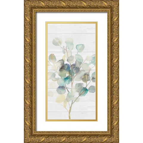 Eucalyptus III on Shiplap Crop Gold Ornate Wood Framed Art Print with Double Matting by Nai, Danhui