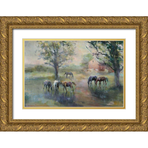 Daybreak on the Farm Gold Ornate Wood Framed Art Print with Double Matting by Hageman, Marilyn