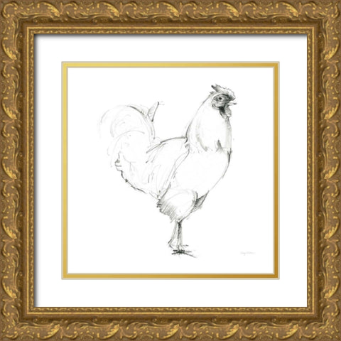 Rooster II Dark Square Gold Ornate Wood Framed Art Print with Double Matting by Tillmon, Avery