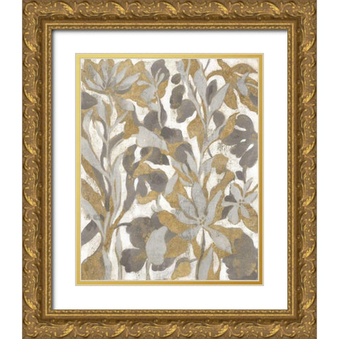 Painted Tropical Screen I Gray Gold Gold Ornate Wood Framed Art Print with Double Matting by Vassileva, Silvia