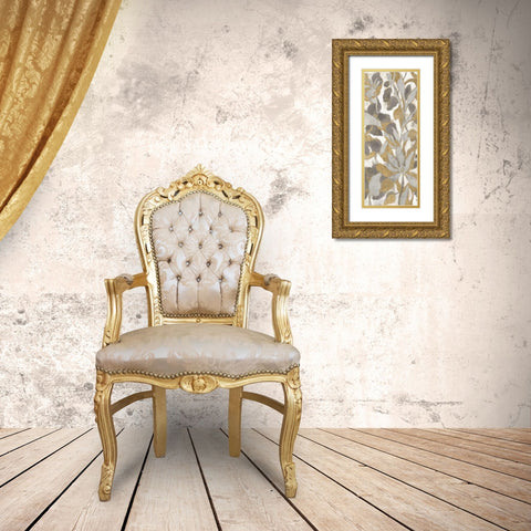 Painted Tropical Screen I Gray Gold Crop Gold Ornate Wood Framed Art Print with Double Matting by Vassileva, Silvia