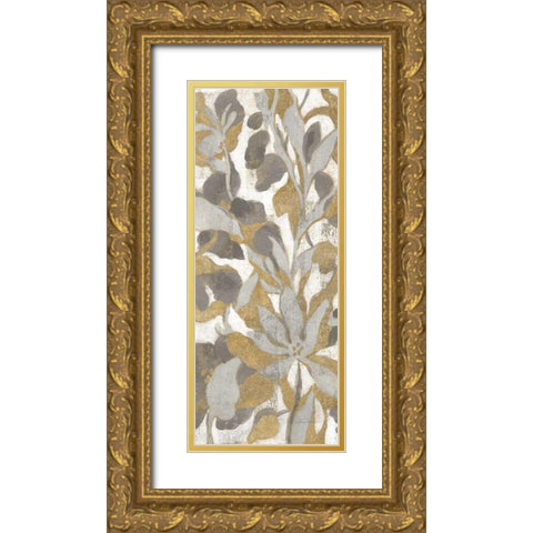 Painted Tropical Screen I Gray Gold Crop Gold Ornate Wood Framed Art Print with Double Matting by Vassileva, Silvia
