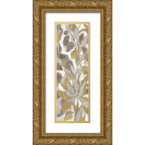 Painted Tropical Screen I Gray Gold Crop Gold Ornate Wood Framed Art Print with Double Matting by Vassileva, Silvia