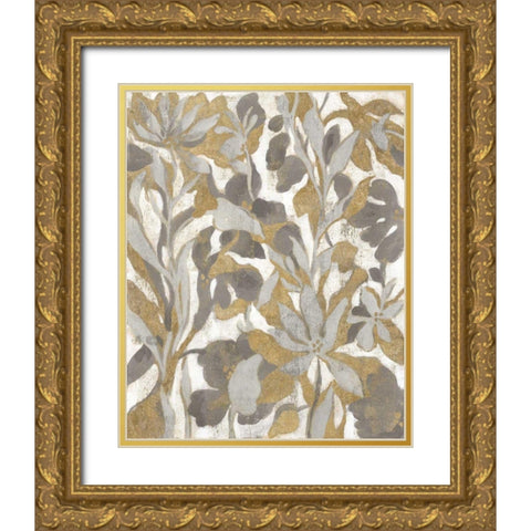 Painted Tropical Screen I Gray Gold Gold Ornate Wood Framed Art Print with Double Matting by Vassileva, Silvia