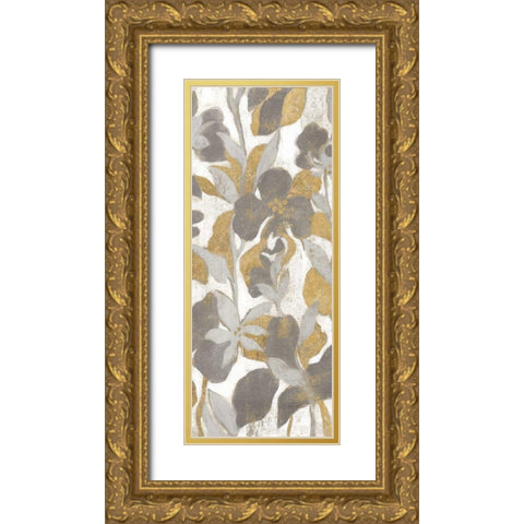 Painted Tropical Screen II Gray Gold Crop Gold Ornate Wood Framed Art Print with Double Matting by Vassileva, Silvia