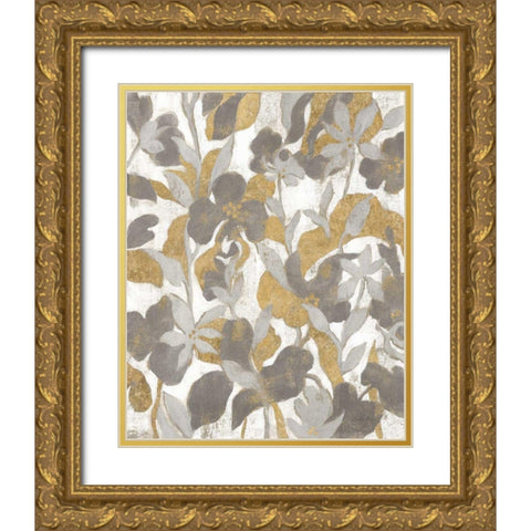 Painted Tropical Screen II Gray Gold Gold Ornate Wood Framed Art Print with Double Matting by Vassileva, Silvia
