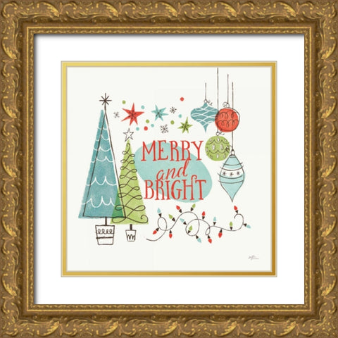 Retro Christmas II Gold Ornate Wood Framed Art Print with Double Matting by Penner, Janelle