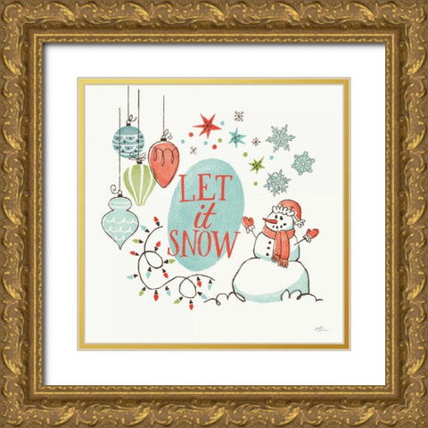 Retro Christmas V Gold Ornate Wood Framed Art Print with Double Matting by Penner, Janelle