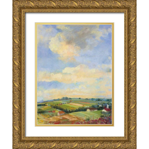 Farm Fields Gold Ornate Wood Framed Art Print with Double Matting by Rowan, Carol