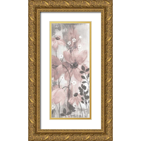 Floral Symphony Blush Gray Crop II Gold Ornate Wood Framed Art Print with Double Matting by Vassileva, Silvia