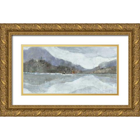 Light Winter Landscape Gold Ornate Wood Framed Art Print with Double Matting by Hristova, Albena