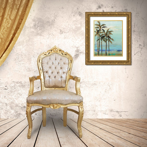 Copper Palms II Gold Ornate Wood Framed Art Print with Double Matting by Vassileva, Silvia