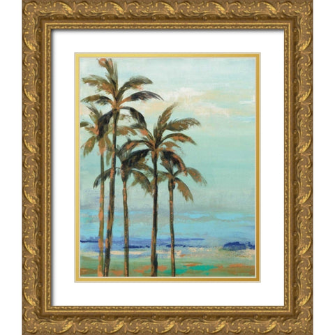 Copper Palms II Gold Ornate Wood Framed Art Print with Double Matting by Vassileva, Silvia