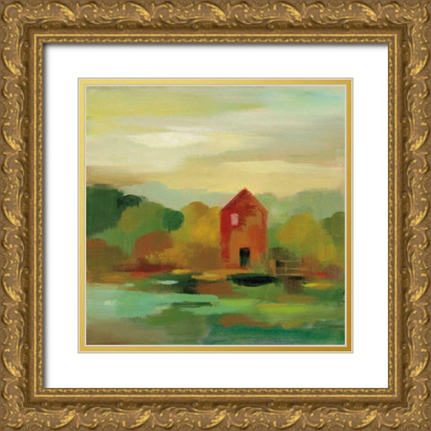 October Farm II Gold Ornate Wood Framed Art Print with Double Matting by Vassileva, Silvia