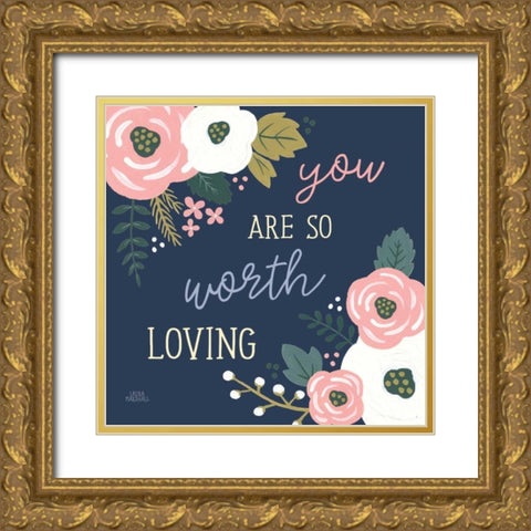 Wildflower Daydreams VII Navy Loving Gold Ornate Wood Framed Art Print with Double Matting by Marshall, Laura