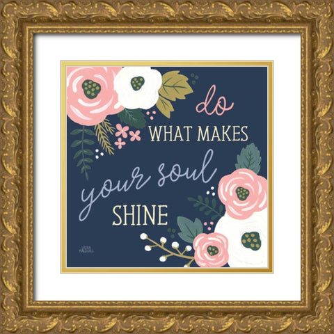 Wildflower Daydreams VII Navy Soul Gold Ornate Wood Framed Art Print with Double Matting by Marshall, Laura