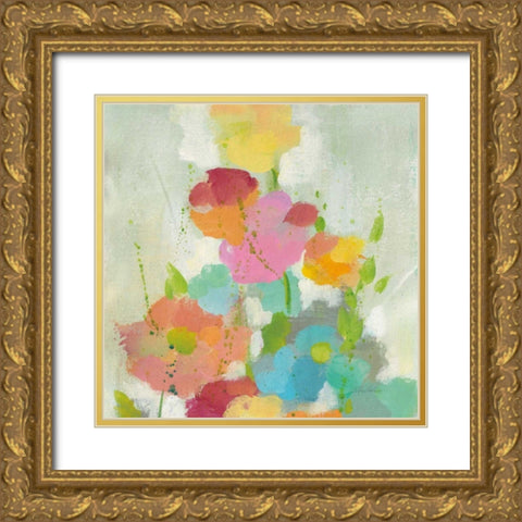 Longstem Bouquet I Square I Gold Ornate Wood Framed Art Print with Double Matting by Vassileva, Silvia
