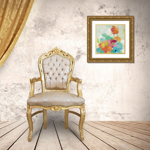 Longstem Bouquet II Square I Gold Ornate Wood Framed Art Print with Double Matting by Vassileva, Silvia
