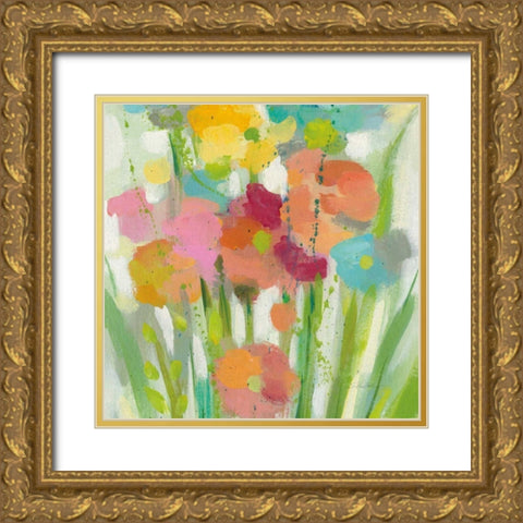 Longstem Bouquet II Square II Gold Ornate Wood Framed Art Print with Double Matting by Vassileva, Silvia