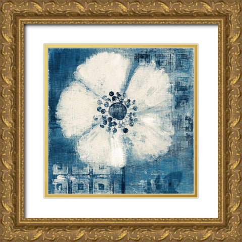 Daisy for Barbara Blue Crop Gold Ornate Wood Framed Art Print with Double Matting by Studio Mousseau
