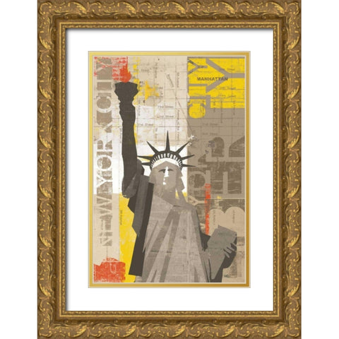Liberty Gold Ornate Wood Framed Art Print with Double Matting by Mullan, Michael