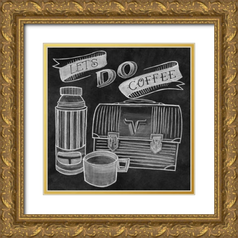 Lets Do Coffee Chalk Gold Ornate Wood Framed Art Print with Double Matting by Urban, Mary