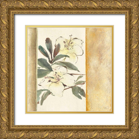 Ochre Rhododendron Gold Ornate Wood Framed Art Print with Double Matting by Paschke, Chris