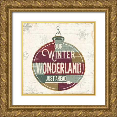 Christmas Signs II Gold Ornate Wood Framed Art Print with Double Matting by Pela Studio