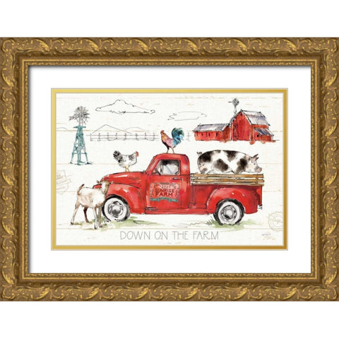 Down on the Farm II Gold Ornate Wood Framed Art Print with Double Matting by Tavoletti, Anne