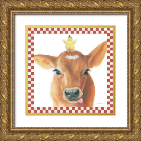 Farm Friends III Border Gold Ornate Wood Framed Art Print with Double Matting by Sullivan, Myles