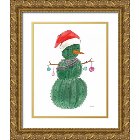 A Very Cactus Christmas I Gold Ornate Wood Framed Art Print with Double Matting by Jackson, Jenaya