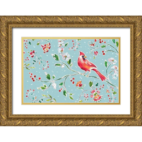 Holiday Wings II Blue Gold Ornate Wood Framed Art Print with Double Matting by Brissonnet, Daphne