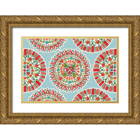 Holiday Wings VII Blue Gold Ornate Wood Framed Art Print with Double Matting by Brissonnet, Daphne