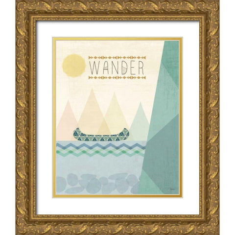 Outdoor Geo III Gold Ornate Wood Framed Art Print with Double Matting by Charron, Veronique