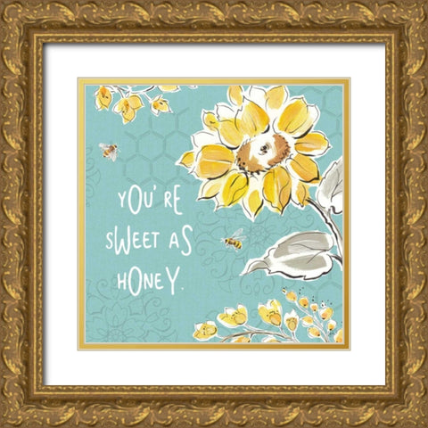 Bee Happy III Gold Ornate Wood Framed Art Print with Double Matting by Brissonnet, Daphne