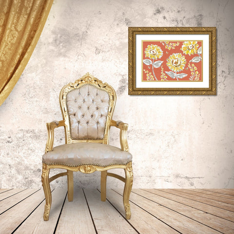 Bee Happy I Spice Gold Ornate Wood Framed Art Print with Double Matting by Brissonnet, Daphne