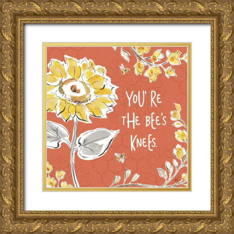 Bee Happy II Spice Gold Ornate Wood Framed Art Print with Double Matting by Brissonnet, Daphne