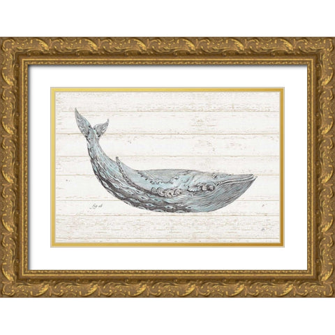 Underwater Life I Blue Gold Ornate Wood Framed Art Print with Double Matting by Brissonnet, Daphne