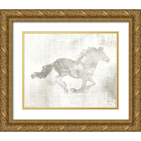 Mustang Study Neutral Gold Ornate Wood Framed Art Print with Double Matting by Mousseau, Studio