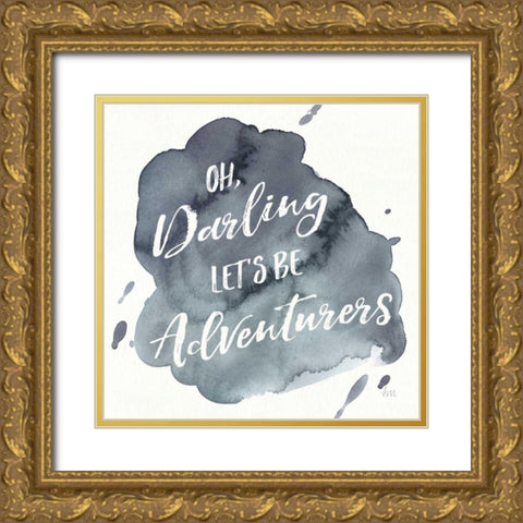 Watercolor Wanderlust Adventure I Gold Ornate Wood Framed Art Print with Double Matting by Marshall, Laura