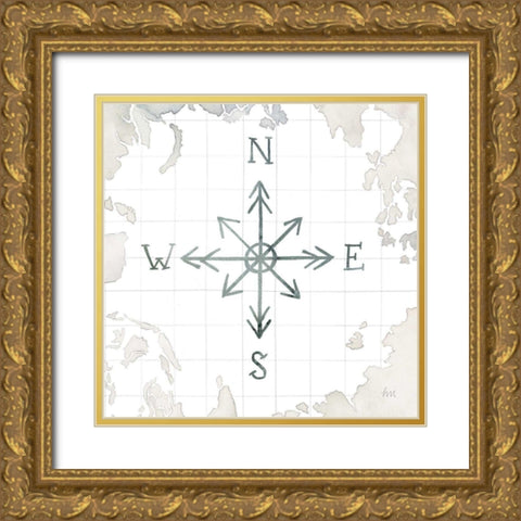 Watercolor Wanderlust Adventure IV Gold Ornate Wood Framed Art Print with Double Matting by Marshall, Laura