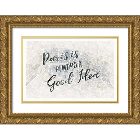 Watercolor Wanderlust Paris Adventure Gold Ornate Wood Framed Art Print with Double Matting by Marshall, Laura