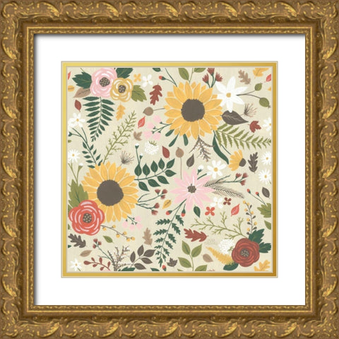 Autumn Garden Pattern VIII Gold Ornate Wood Framed Art Print with Double Matting by Marshall, Laura