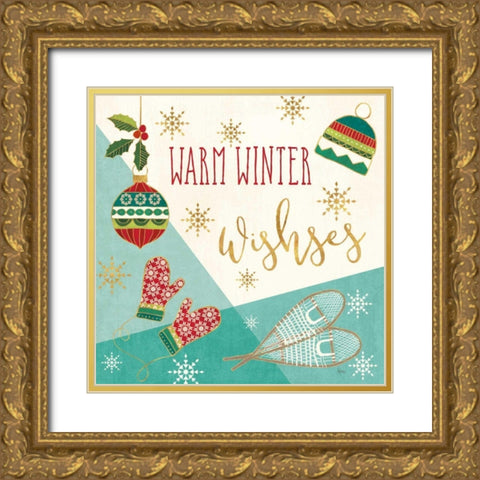 Winter Wishes I Gold Ornate Wood Framed Art Print with Double Matting by Charron, Veronique