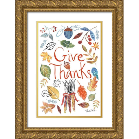 Hello Fall IV Gold Ornate Wood Framed Art Print with Double Matting by Zaman, Farida