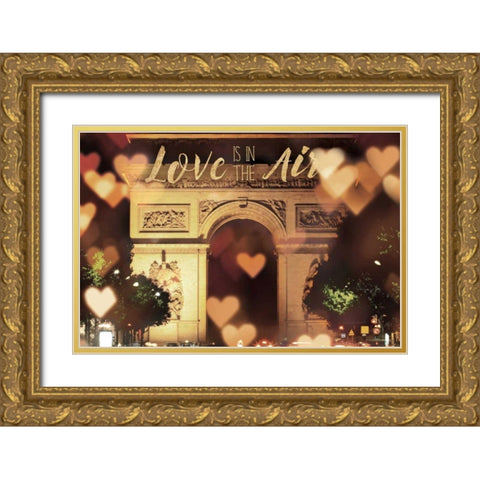 Love is in the Arc de Triomphe v2 Gold Ornate Wood Framed Art Print with Double Matting by Marshall, Laura
